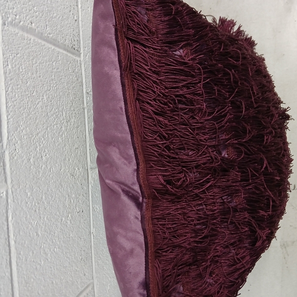 New Z Gallerie Chloe Velvet Fringe Pillow. Plum - Picture 9 of 10
